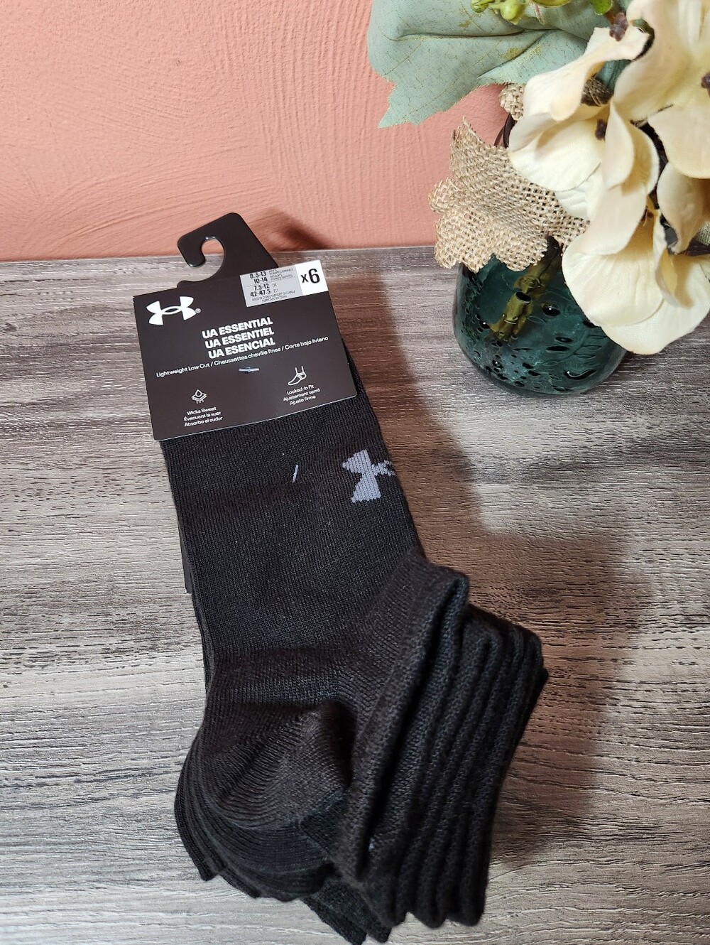 NWT Unisex Under Armour UA Essential Lightweight Low Cut Socks - 6 pairs Size L